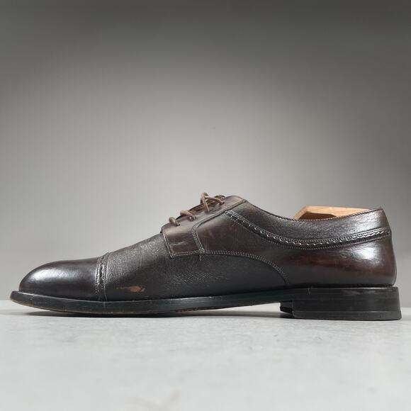 Mezlan Napoli Men's Size 9.5 Brown Leather Cap Toe Oxfords Dress Shoe Casual EUC - Picture 7 of 9